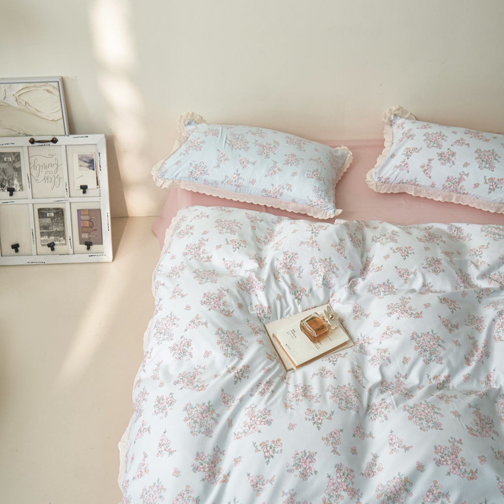 91家纺网 家纺一手货源 找家纺 漫仙阁家纺 2025新款双层纱花边款韩版四件套 初夏