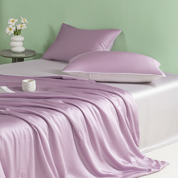 91家纺网 家纺一手货源 找家纺 爱彼家纺 2025夏季新款麻绳款冰丝夏被夏凉被空调被四件套-风格一 麻绳款夏被-风信紫+青灰