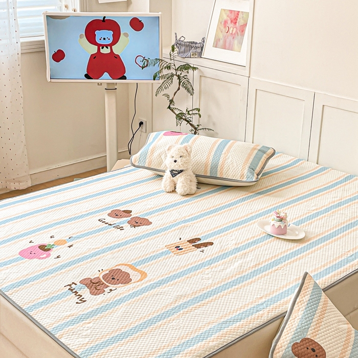 91家纺网 家纺一手货源 找家纺 川悦生活 2025新款大版冰豆豆凉豆豆凉席 爱生活的小熊