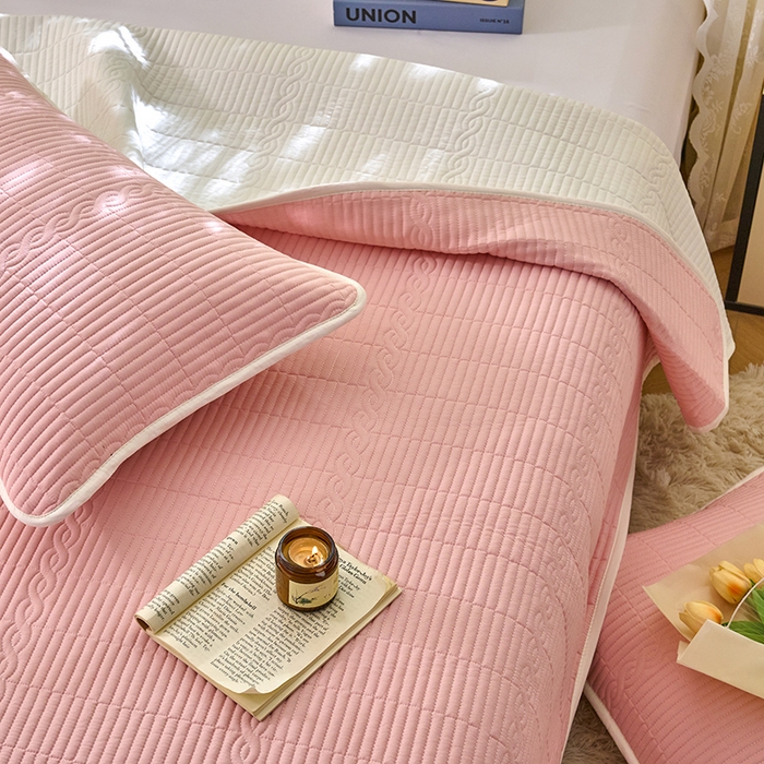 91家纺网 家纺一手货源 找家纺 X猫先生 2025新款全棉纯色床盖全棉床盖糖果系列 糖果-水柿粉