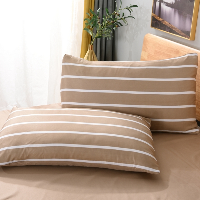 91家纺网 家纺一手货源 找家纺 百花王2025新款斜纹天丝莫代尔四件套 驼色条纹