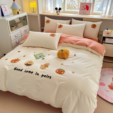 如意朵2025新款全棉毛巾绣四件套 柿柿如意