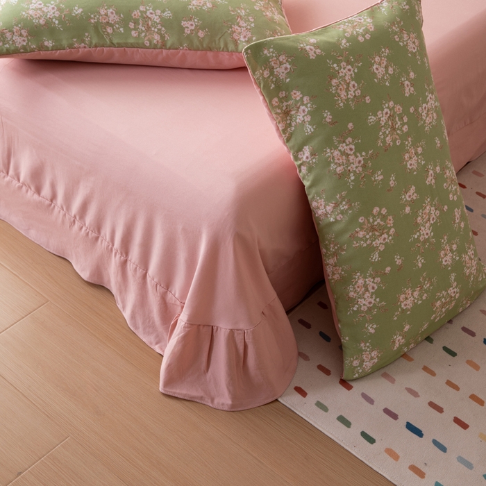 91家纺网 家纺一手货源 找家纺 南北家居 2025新款针织棉双层纱夏被四件套 雏菊低语