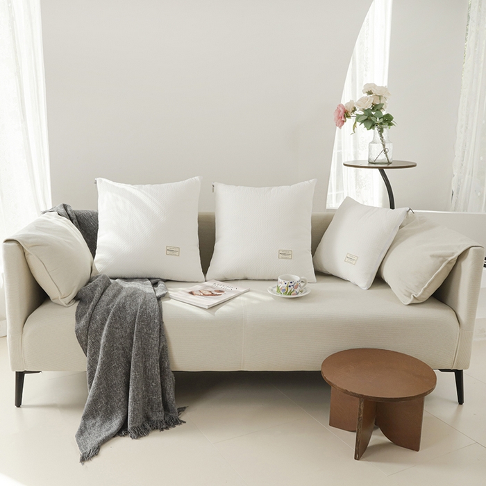 91家纺网 家纺一手货源 找家纺 番茄+ 2025新款简约全棉色织抱枕被 月白