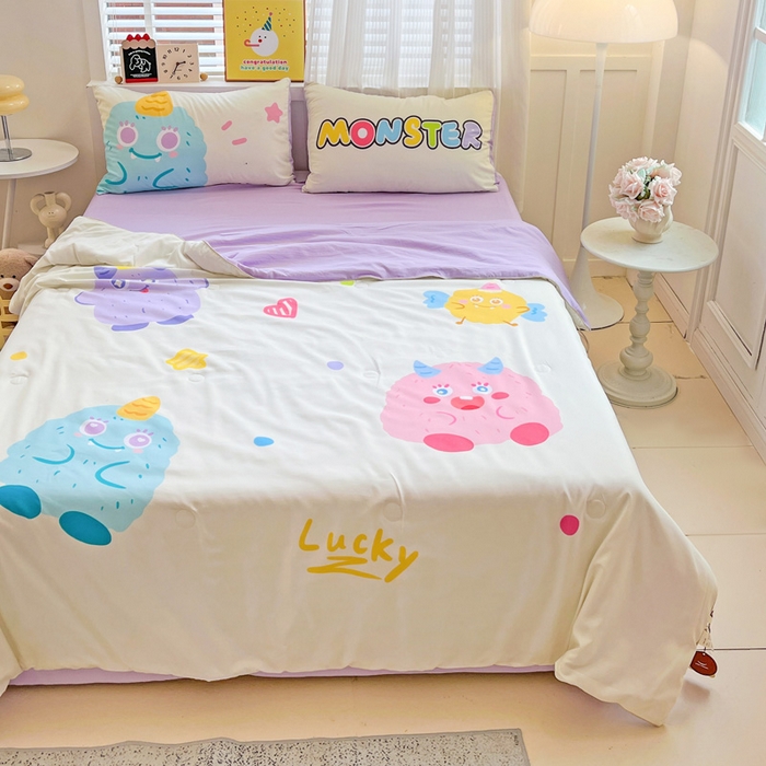 91家纺网 家纺一手货源 找家纺 海岛哥哥 2025新款水洗棉大版卡通夏被 幸运小乖