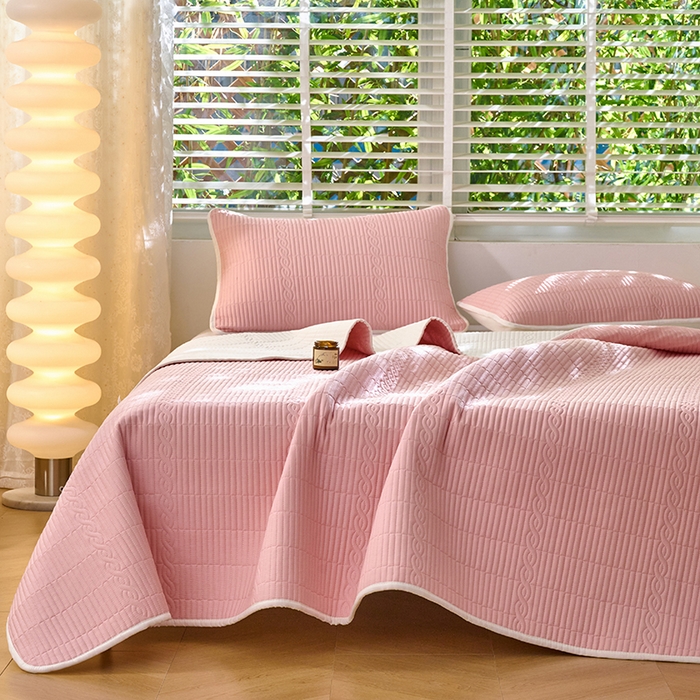 91家纺网 家纺一手货源 找家纺 X猫先生 2025新款全棉纯色床盖全棉床盖糖果系列 糖果-水柿粉