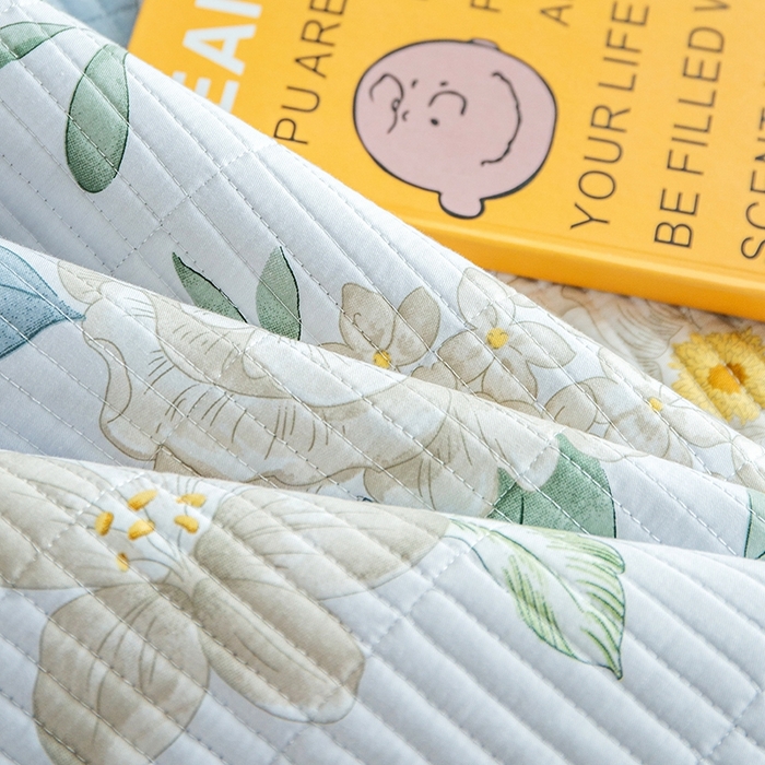 91家纺网 家纺一手货源 找家纺 晨晨家纺2025新款双面全棉床盖款三件套 清新悦语