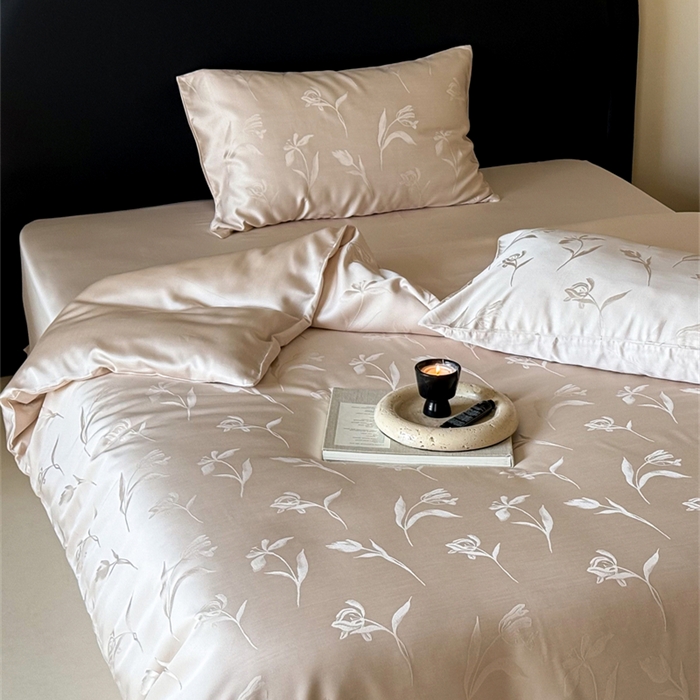 91家纺网 家纺一手货源 找家纺 FORTWO2025新款60支兰精天丝浮雕提花四件套		 花香