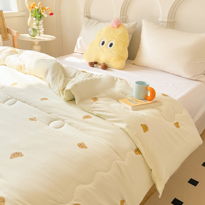 91家纺网 家纺一手货源 找家纺 百花王2025新款原棉大豆被被子被芯 小熊头