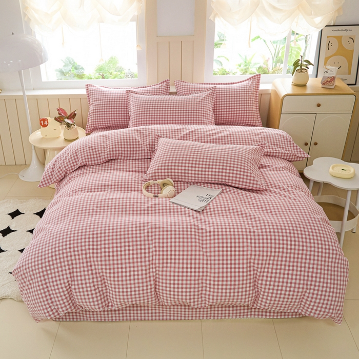 91家纺网 家纺一手货源 找家纺 金泰莱 2025新款色织老粗布四件套全棉四件套纯棉四件套 红尘