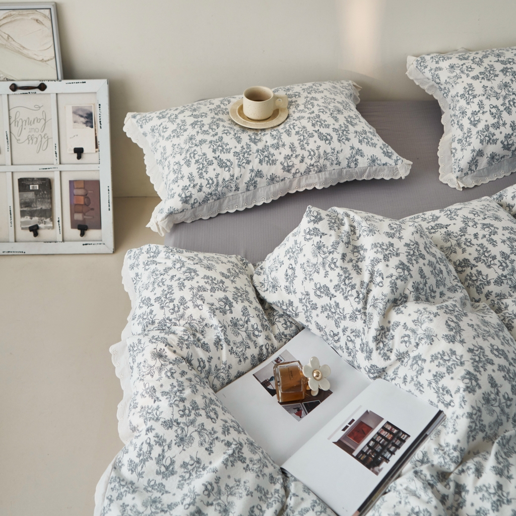 91家纺网 家纺一手货源 找家纺 漫仙阁家纺 2025新款双层纱花边款韩版四件套 法式浪漫