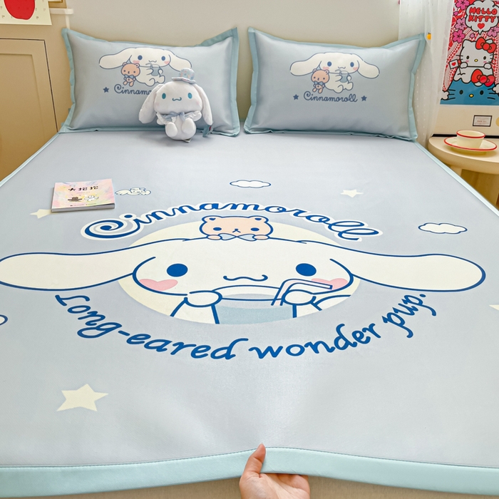 91家纺网 家纺一手货源 找家纺 （总）桃子家居 2025新款A类三丽鸥授权数码印花中分子1200D凉感冰丝宽边凉感软席席子