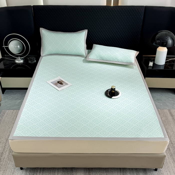 91家纺网 家纺一手货源 找家纺 小萌虎 2025新款PE高分子凉感大提花凉席席子 轻奢