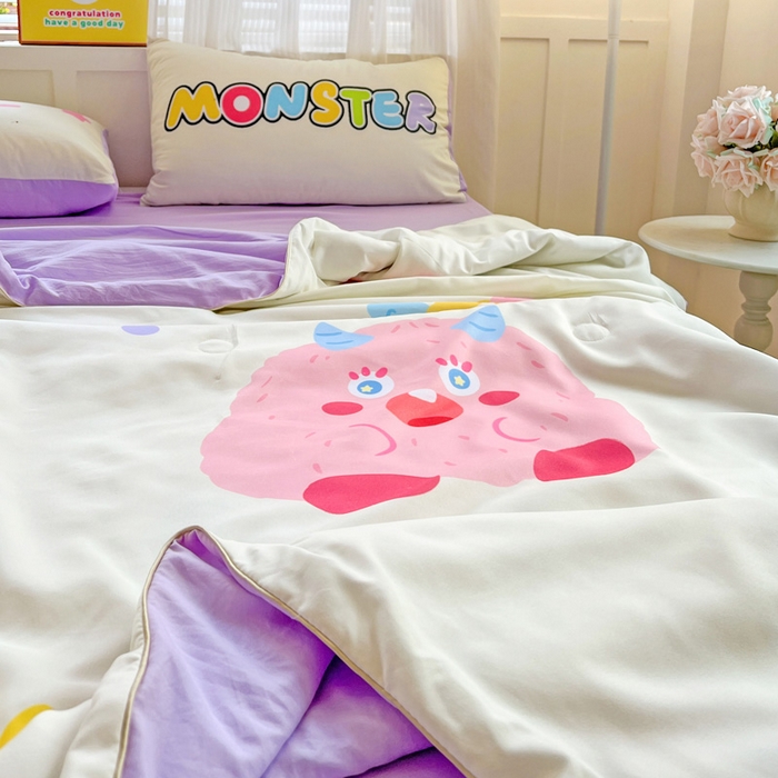 91家纺网 家纺一手货源 找家纺 海岛哥哥 2025新款水洗棉大版卡通夏被 幸运小乖