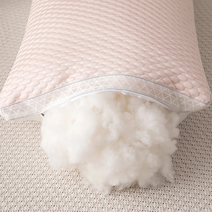 91家纺网 家纺一手货源 找家纺 亦帆枕芯  2025新款夏季凉感豆豆冰丝枕透气网边立体枕头枕芯 粉色高枕一对