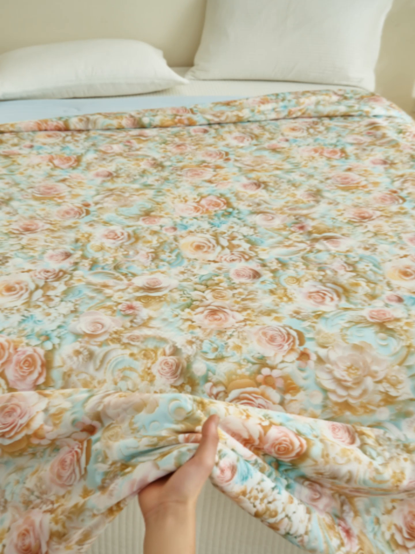 91家纺网 家纺一手货源 找家纺 子由家居 2025新款5D凉感大豆夏被 5D-玫瑰绿