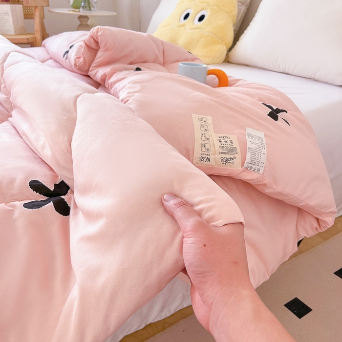 91家纺网 家纺一手货源 找家纺 百花王2025新款原棉大豆被被子被芯 蝴蝶结粉色