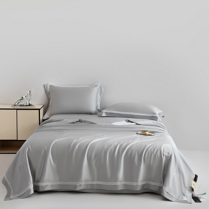 91家纺网 家纺一手货源 找家纺 桂雅居2025新款80支进口莱赛尔双丝夏被-达芙妮 组合图