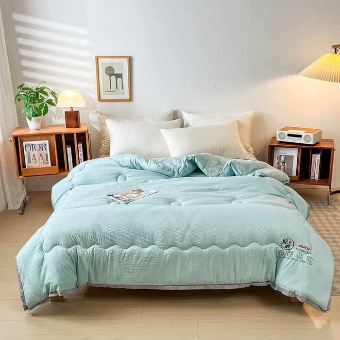 91家纺网 家纺一手货源 找家纺 （总）百花王2025新款泡泡棉纯色简约升级款大豆被子被芯