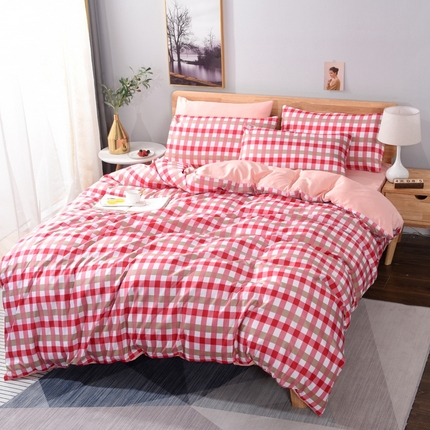 百花王2025新款斜纹天丝莫代尔四件套 粉格