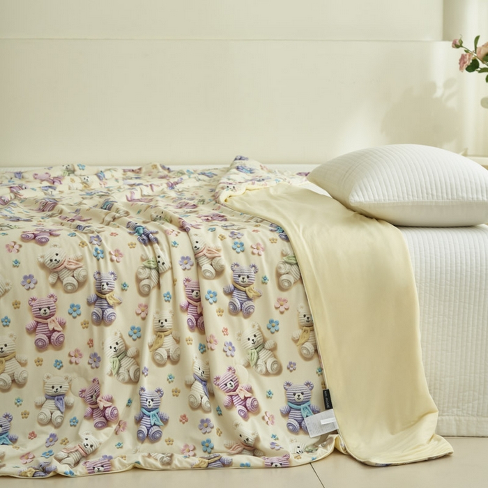 91家纺网 家纺一手货源 找家纺 子由家居 2025新款5D凉感大豆夏被 5D-可爱毛线熊