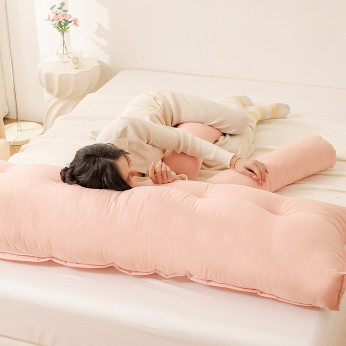 91家纺网 家纺一手货源 找家纺 2025新款高级感床头大靠垫三角床上靠枕护腰榻榻米靠背浅粉沙发软包拆洗 浅粉