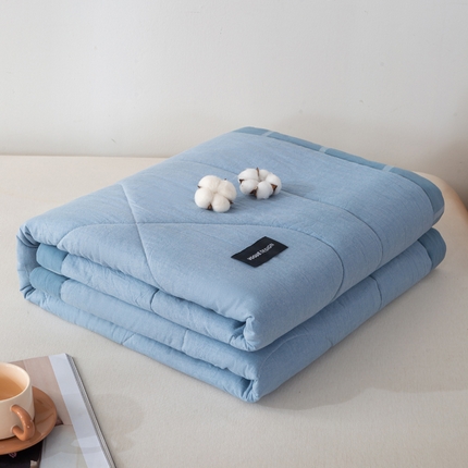 91家纺网 家纺一手货源 找家纺 恋人优选 2025新款A类全棉色织水洗棉棉花夏被背芯 浅蓝+浅灰