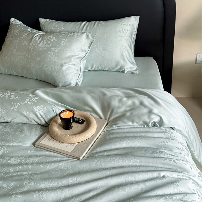 91家纺网 家纺一手货源 找家纺 FORTWO2025新款60支兰精天丝浮雕提花四件套		 满庭芳