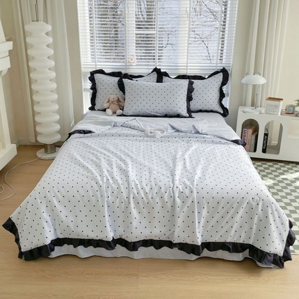 绣女坊  2025新款水洗天丝夏被四件套 蓝色圆点
