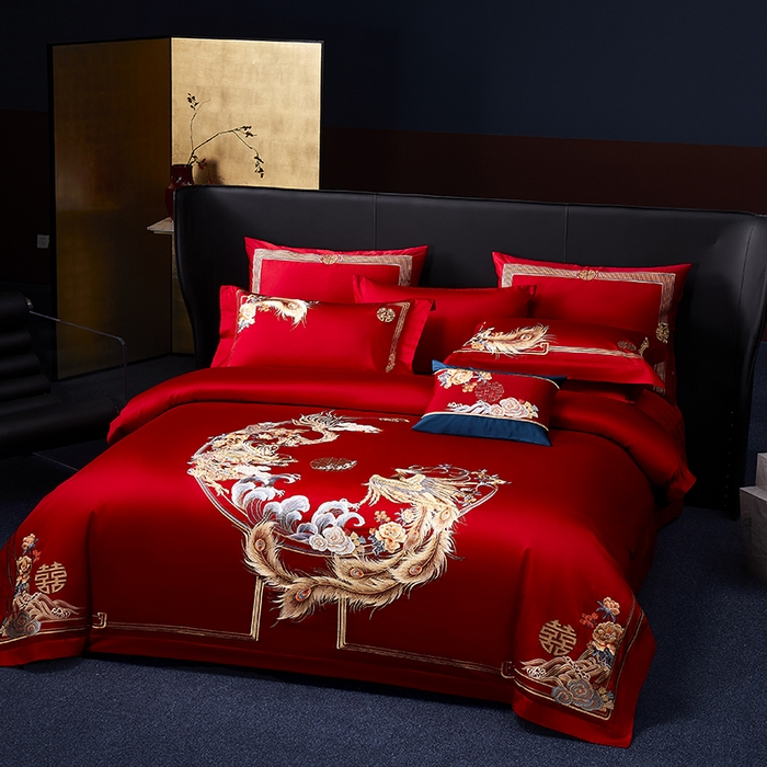 91家纺网 家纺一手货源 找家纺 （总）张公子婚庆馆 2025新款舒适暗纹提花160支长绒棉婚庆四件套系列