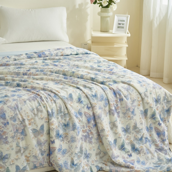 91家纺网 家纺一手货源 找家纺 子由家居 2025新款5D凉感大豆夏被 5D-翡翠蝴蝶