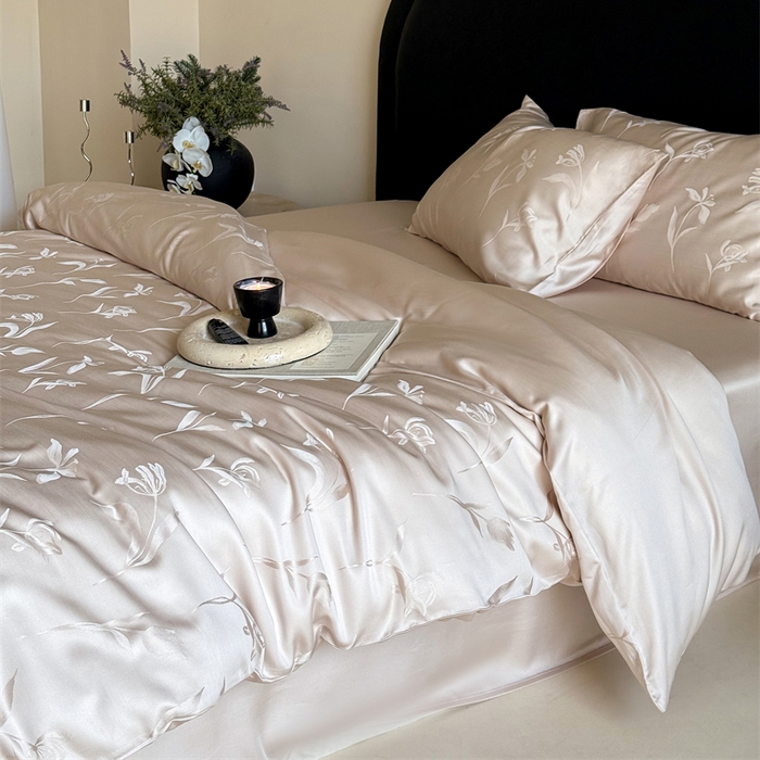 91家纺网 家纺一手货源 找家纺 FORTWO2025新款60支兰精天丝浮雕提花四件套		 花香