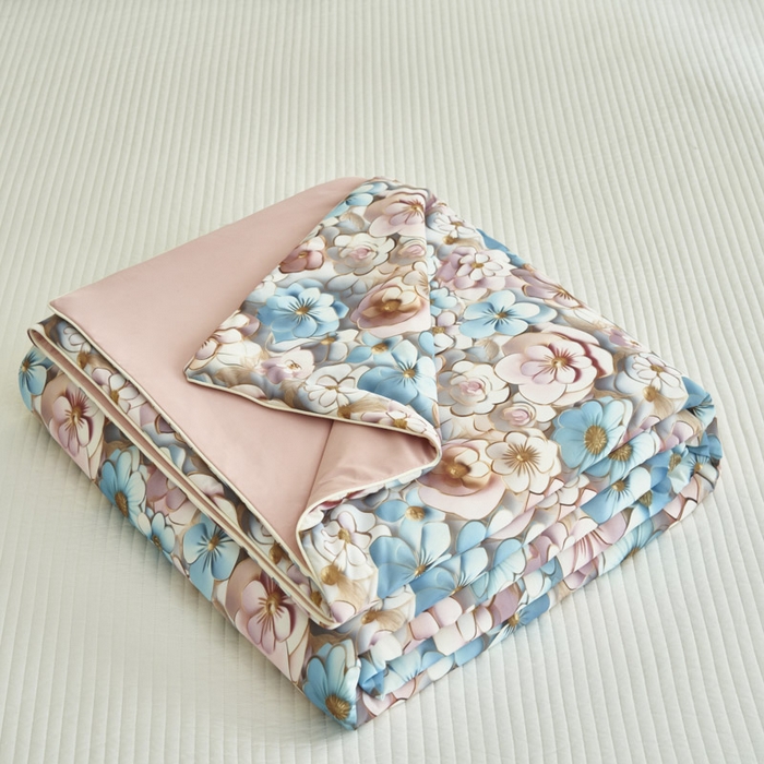 91家纺网 家纺一手货源 找家纺 子由家居 2025新款5D凉感大豆夏被 5D-石榴花