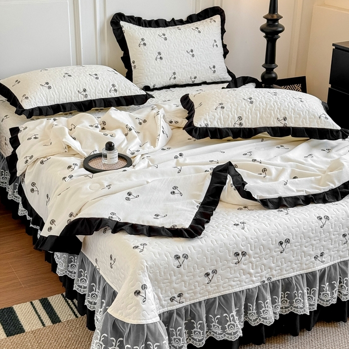 91家纺网 家纺一手货源 找家纺 绣女坊 2025新款夏被款床盖四件套 樱桃