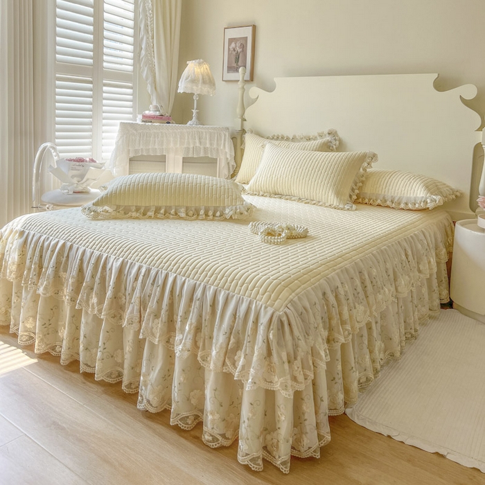 91家纺网 家纺一手货源 找家纺 恋尚 2025新款乳胶凉感床笠裙-甜朵【控价170起】 甜朵-奶黄