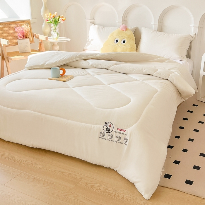 91家纺网 家纺一手货源 找家纺 百花王2025新款原棉大豆被被子被芯 奶白色