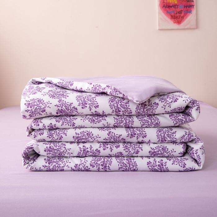 91家纺网 家纺一手货源 找家纺 南北家居 2025新款针织棉双层纱夏被四件套 幻紫蝶影