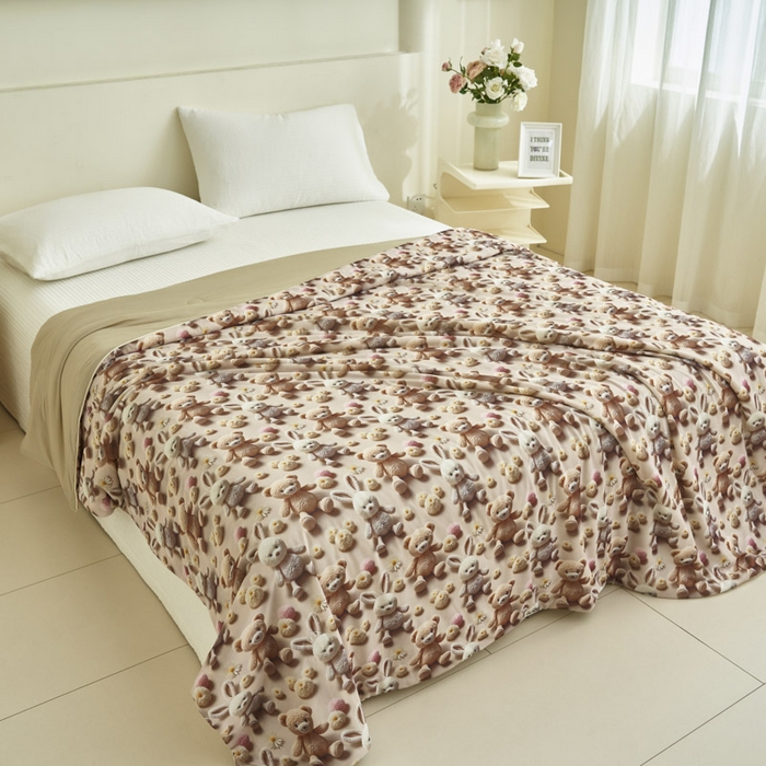 91家纺网 家纺一手货源 找家纺 子由家居 2025新款5D凉感大豆夏被 5D-兔兔熊