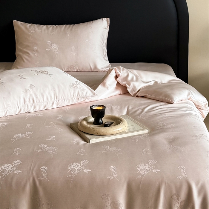 91家纺网 家纺一手货源 找家纺 FORTWO2025新款60支兰精天丝浮雕提花四件套		 白茶