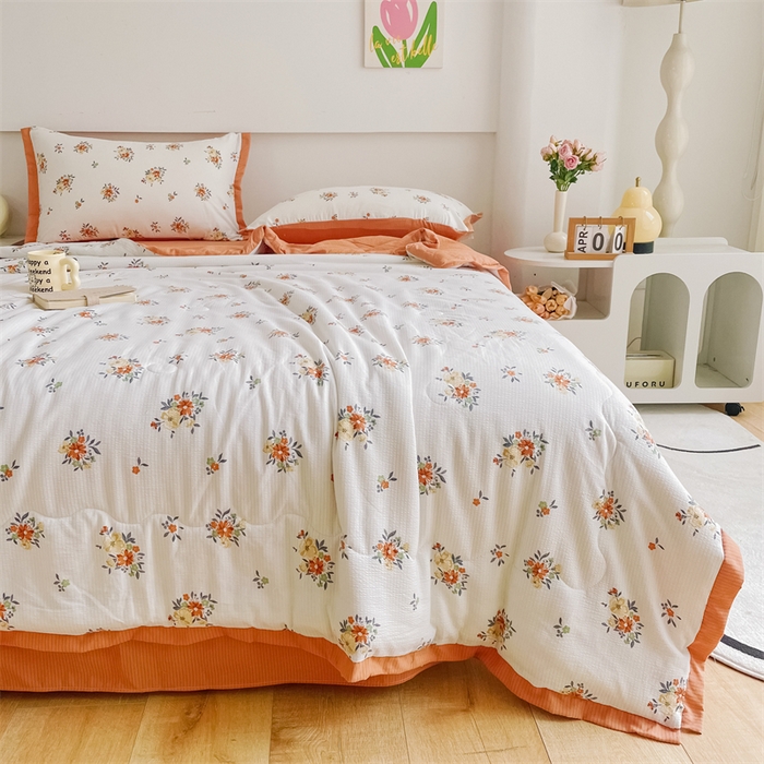 91家纺网 家纺一手货源 找家纺 南北家居 2025新款亲肤泡泡棉提花夏被 夕颜花簇