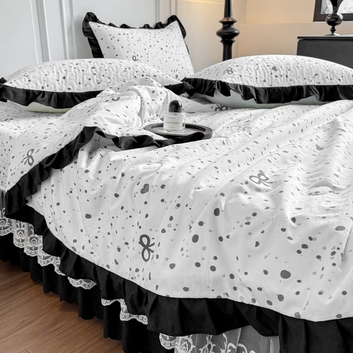 91家纺网 家纺一手货源 找家纺 绣女坊 2025新款夏被款床盖四件套 蝴蝶结