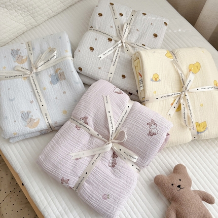 BOSS 2025新款全棉纯棉皱皱纱儿童盖毯夏被  幼儿园夏被夏凉被空调被 组合图