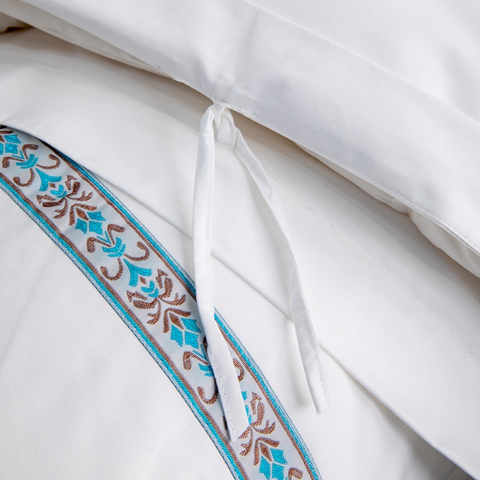 91家纺网 家纺一手货源 找家纺 优必恩 2025新款高支高密民宿酒店织带款四件套套件 青春