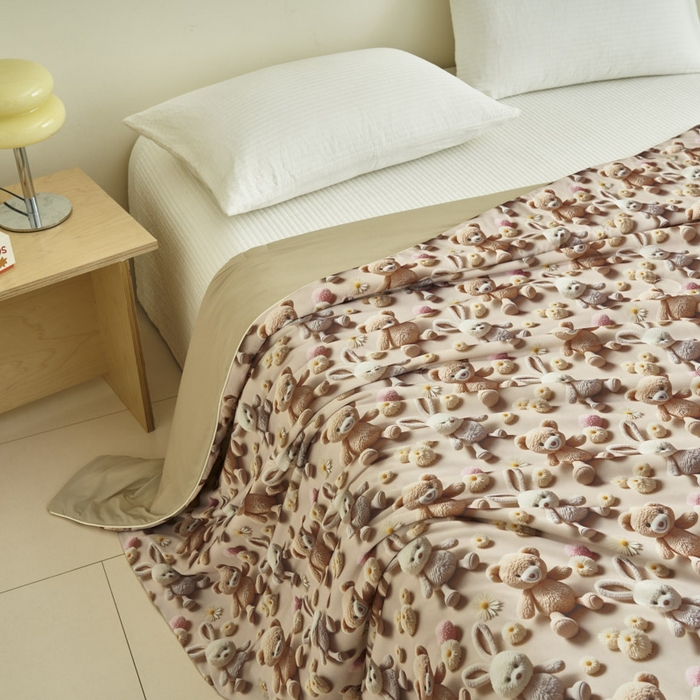 91家纺网 家纺一手货源 找家纺 子由家居 2025新款5D凉感大豆夏被 5D-兔兔熊