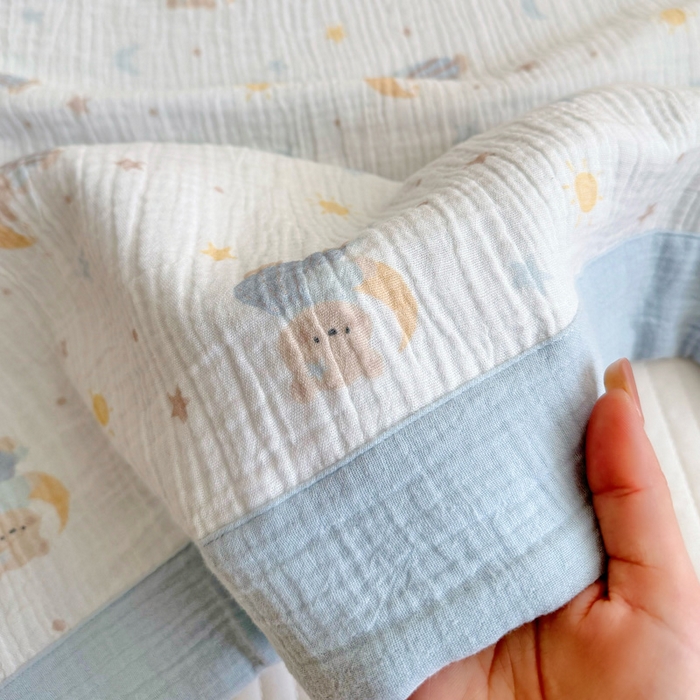 91家纺网 家纺一手货源 找家纺 BOSS 2025新款全棉纯棉皱皱纱儿童盖毯夏被  幼儿园夏被夏凉被空调被 晚安熊