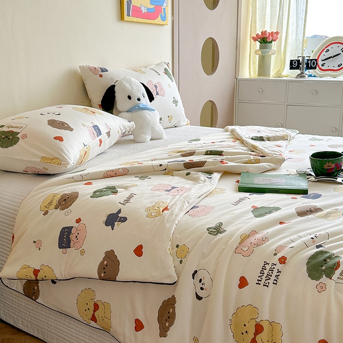 91家纺网 家纺一手货源 找家纺 麦伦家居 2025新款云柔针织棉大豆夏凉被 宠物小狗