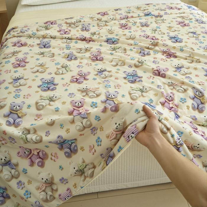 91家纺网 家纺一手货源 找家纺 子由家居 2025新款5D凉感大豆夏被 5D-可爱毛线熊