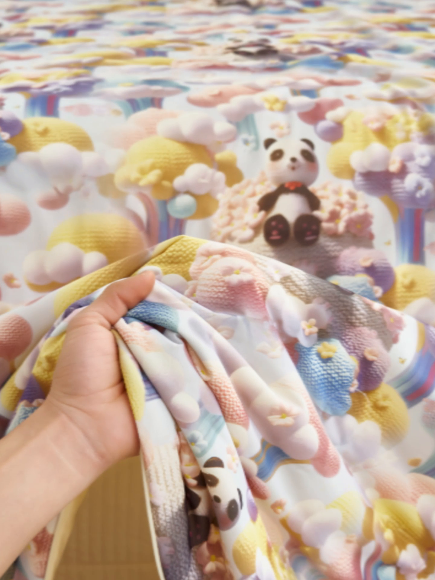 91家纺网 家纺一手货源 找家纺 子由家居 2025新款5D凉感大豆夏被 5D-彩虹熊猫