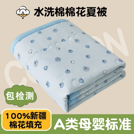 鑫佰利 2025新款A类水洗棉印花纯棉花夏被子被芯 南瓜派对