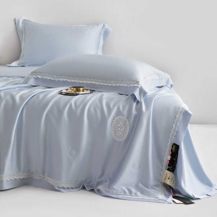 91家纺网 家纺一手货源 找家纺 桂雅居2025新款80支进口莱赛尔双丝夏被-达芙妮 天空蓝